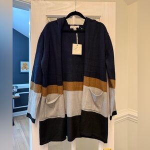 By Design Black Colorblock Hooded Cardigan w/ Pockets